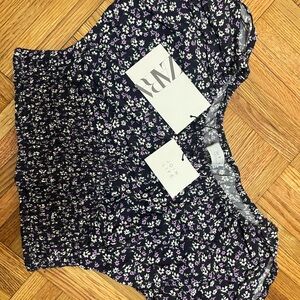 Zara Dark Floral Dress with Lavender and White Accents